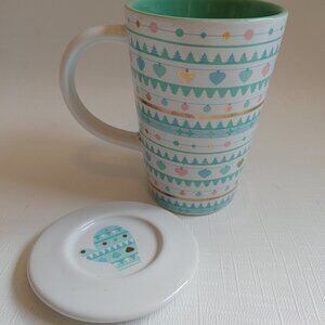 DAVIDS TEA Perfect Mug with lid Mittens Heart Garland
